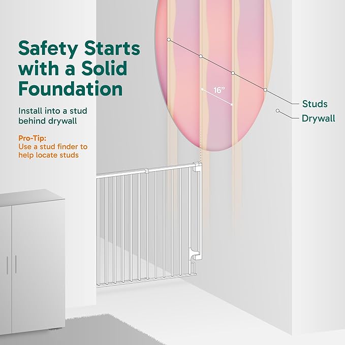 Cumbor Expandable 31.6-48" Baby Gate for Stairs, Hardware Mounted, 2-in-1 No Bottom Bar Dog Gate Indoor, Pet Gate for Doorways with Large Walk Thru Door, Child-Proof Safety Gate for Kids (Black)