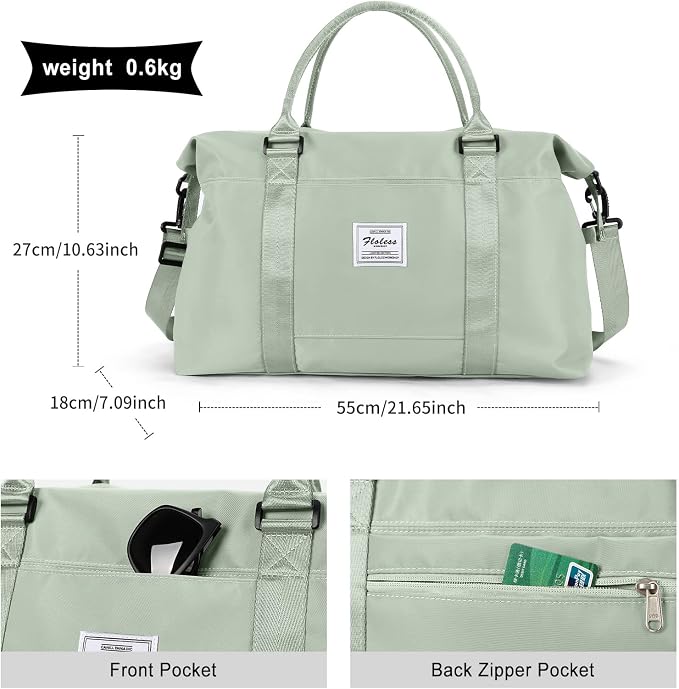 Travel Duffel Bag, Carry On Overnight Weekender Bags for Women | Travel Bag with Wet Pocket & Trolley Sleeve, For Spirit Airlines 18x14x8 Personal Item Bag