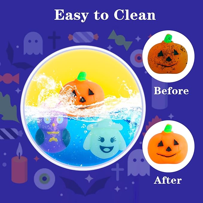 30 Pack Halloween Mochi Squishy Toys, Mini Squishies Halloween Toys Gifts Party Supplies for Kids, Squishy Goodie Bag Stuffers,Halloween Treat Bag Classroom Prizes for Kids