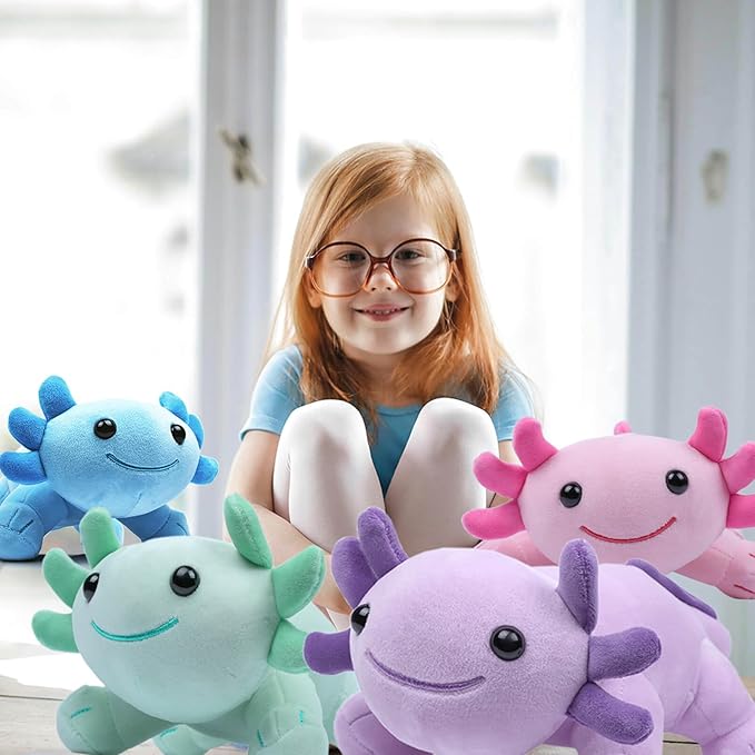 Axolotl Plush Toy, 10.8” Soft Cute Axolotl Stuffed Cotton Plush Pillow Kawaii Salamander Animal for Boys Girls Kids Gift (Green)