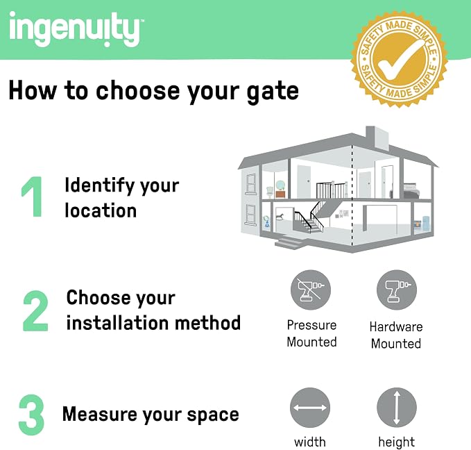 Ingenuity Decorative Extra Tall Baby Gate & Dog Gate, 28.5"-48" Wide, 36" Tall, Hardware or Pressure Mounted, Install on Top or Bottom of Stairs, Banister, or Doorway - Bronze