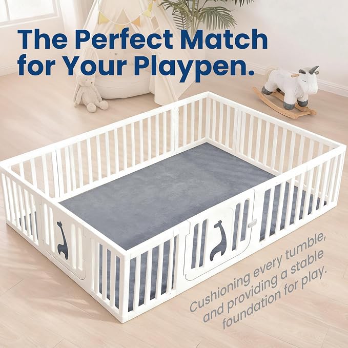 Extra Large 79"×158" Baby Play Mat for Floor,1.3" Thick Elasti Foam Playroom Mat for Toddler,Infant,Kids,Ultra Soft Velvet Classroom Rug,Non Slip Backing Safe for Crawling&Tummy Time（Dark Grey）