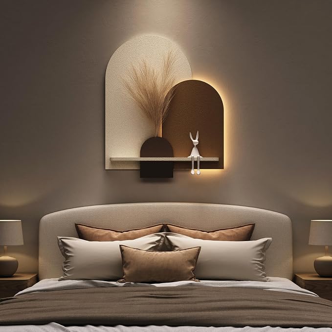 3D Textured LED Arched Modern Wall Art Decor for Living Room, 30x36 Inch | Sandstone Texture, with Remote control, Brown And Beige, Backlit Lighted, Artwork for walls, for Hallway, Dining room