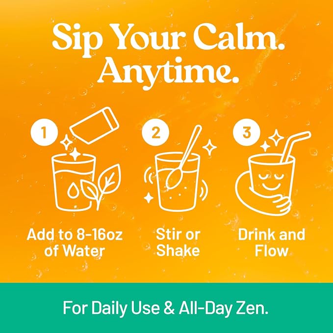 Third Nature Calm Powdered Drink Mix for Stress Support, Relaxation, Healthy Cortisol & Focus - No Sugar, Non-GMO On-The-Go Calming Drink with Magnesium Glycinate, GABA, Peach Mango, 28 Stick Packs