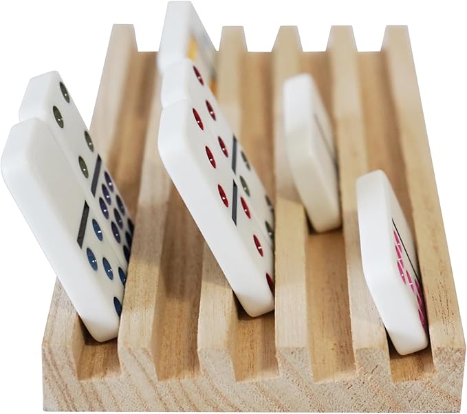 DNB Wooden Domino Racks Trays - Set of 8 Holders 5 Slots per Holder - Dominoes NOT Included