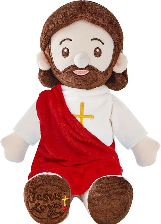 Jesus Plush Doll Jesus Plushie Stuffed Toy Christian Stuff Religious for Kids Christening Easter 14.2" (Red)