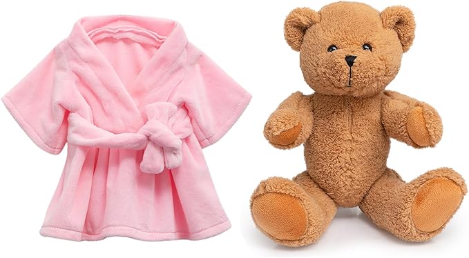 HollyHOME Pajama Bear Get Well Soon Teddy Bear in Bathrobe Plush Toy Birthday Bedtime Gift for Girls 16 inches