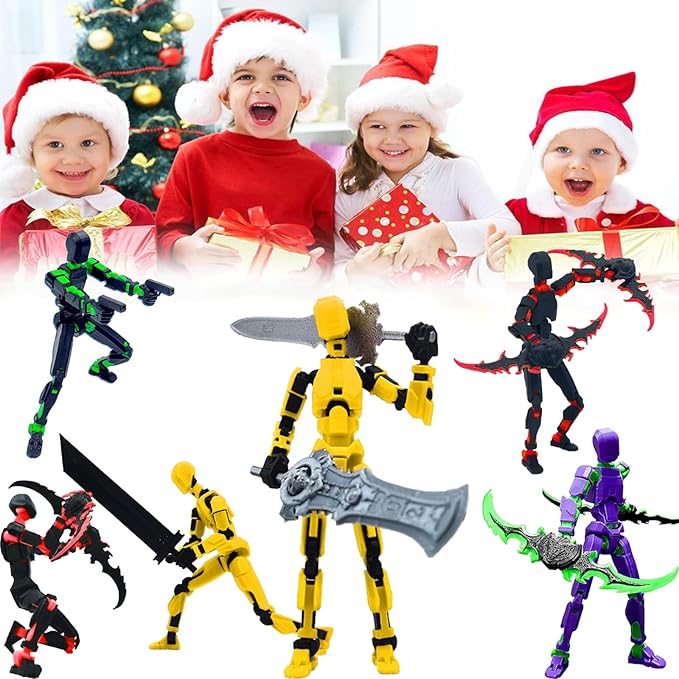 2 Packs T13 Action Figure Set (Assembly Completed) - Titan 13 Robot Movable, 3D Printed Articulated, Full Body Mechanical Doll - Christmas Birthday Gift for Kids Adult (G+P)