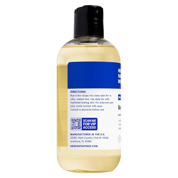 Her Fantasy Box | Body Splash Blueberry Crème Fragrance Oil – Fruity Creamy Berry Scent with Vanilla Sugar & Citrus Notes, Lightweight Hydrating Body Oil, Vegan & Cruelty Free