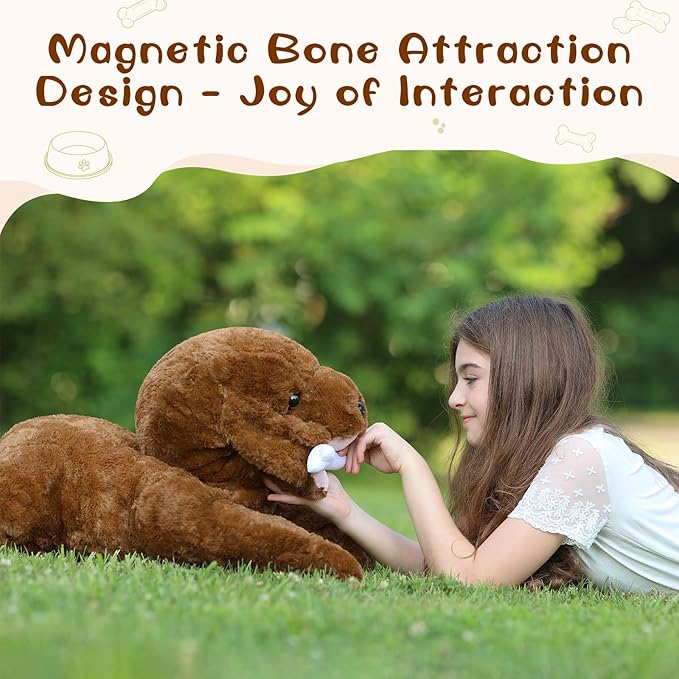 MorisMos Giant Lab Dog Stuffed Animal, 32in Large Chocolate Labrador Puppy Plush Pillow, Fluffy Big Stuffed Dog Plush Gifts for Kids, Girls, Boys