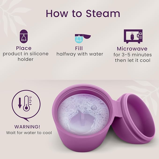 EcoBlossom Reusable Menstrual Cup and Case - The Most Reliable Medical Grade Silicone Period Cups - Comfortably use for 12 Hours (Large (Pack of 2), Round Stem & Case)