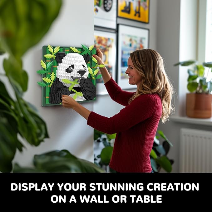 Panda Animal 3D Wall Art Micro Mini Building Blocks Set, Unique Home Wall Decor or Table Display, No Compatible with Lego Set, Ideal Gift Toy for Adults Boys Girls (1142 PCS)