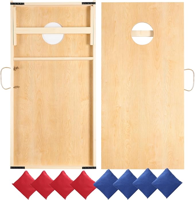 Sportdo 4x2 ft Solid Wood Cornhole Set with 8 Bean Bags, Regulation Size Cornhole Board Set for Adults, Cornhole Game Set for Tailgate Backyard Toss Games Indoor&Outdoor Activities