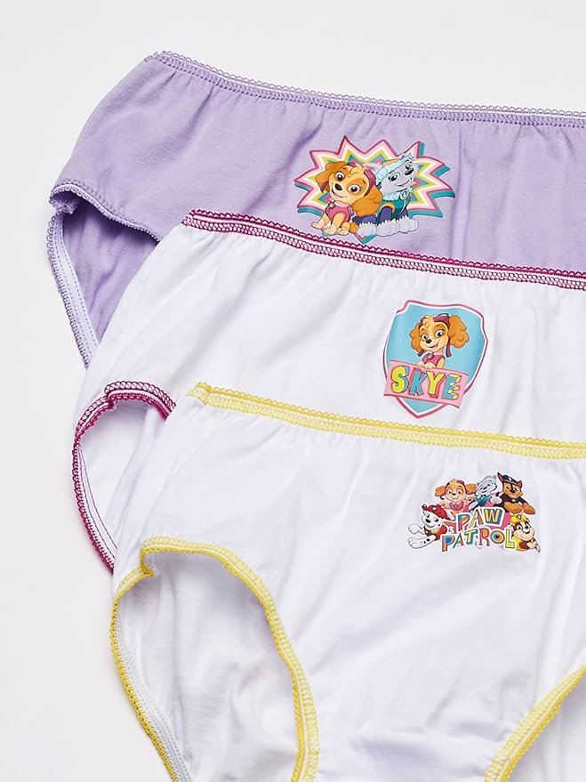 Paw Patrol Girls' 100% Combed Cotton 10-pack Underwear Available With Chase, Skye, Rubble and More in Sizes 2/3t, 4t, 4, 6, 8