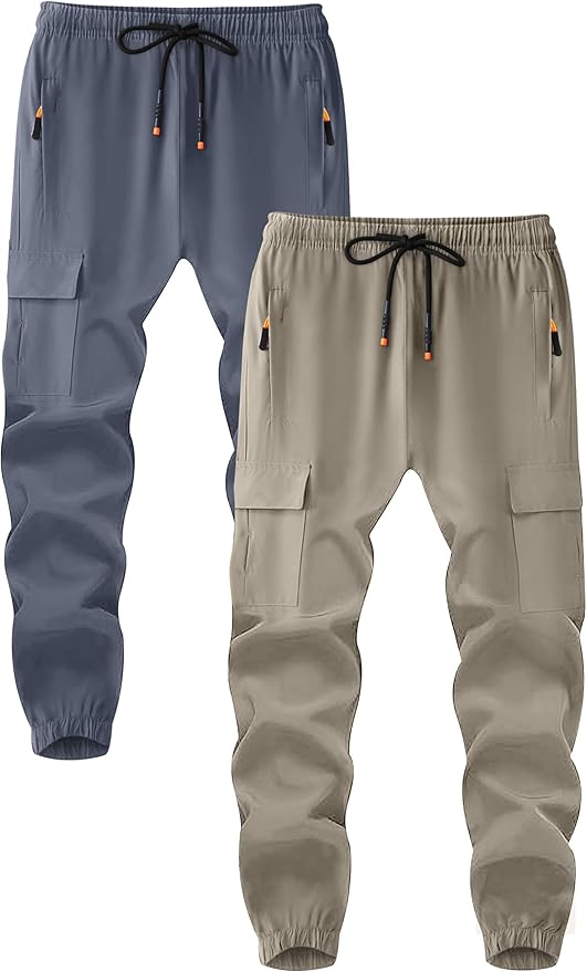 Boys Cargo Joggers Youth Quick Dry Athletic Pants Lightweight Hiking Jogger Pants with Zipper Pockets