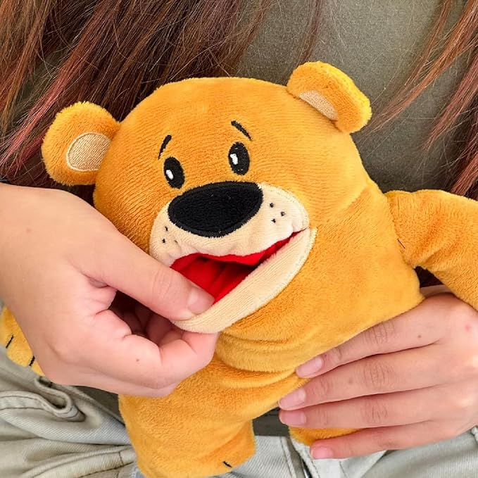 The Tooth Brigade Tooth Fairy Pillow | Stuffed Plush with Large Pocket Mouth for Lost Teeth, Treasures, Prizes - Fun and Interactive Plush, Perfect Kids, Boys, & Girls Gift (Tupelo Brown Bear)