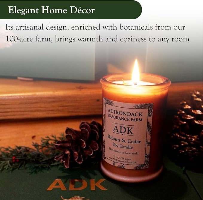 Adirondack Fragrance & Flavor Farm Balsam & Cedar Scented Candle 4.5 Oz | Proudly Poured in The USA, Natural Aromatherapy Wax for Relaxation, Home Décor, Kitchen, Gift and Living Spaces