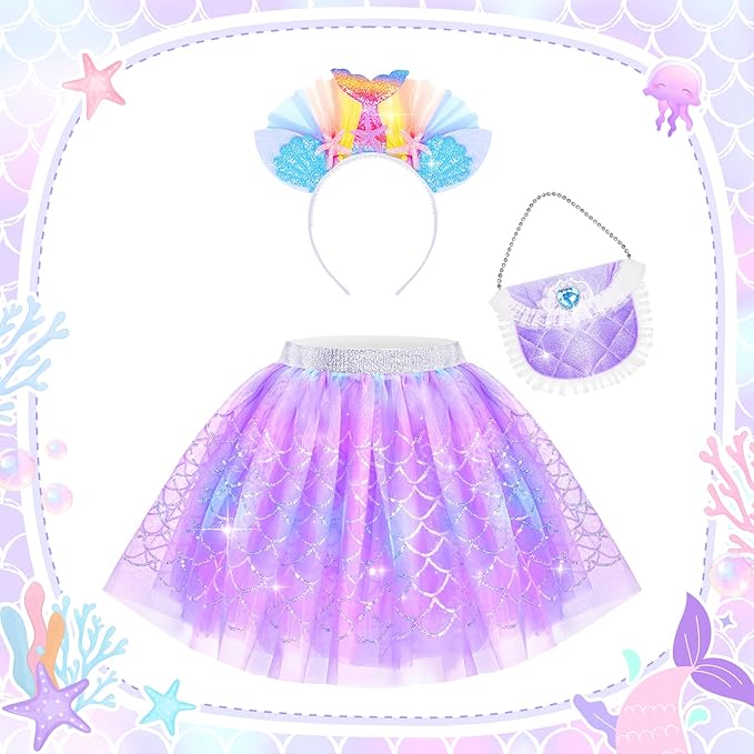 Kids Dress Up Clothes for Little Girls, Toddler Dress Up Costumes Tutu Princess Cape Crown Glove, Wing, Headband Pretend Play Princess Toys Gift for Girls 3 4 5 6