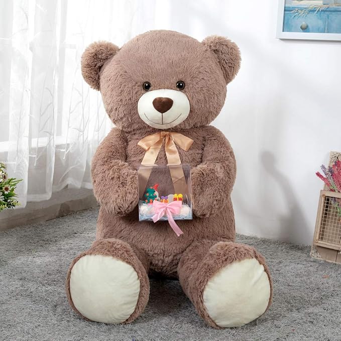 Tezituor Big Teddy Bear,52'' Giant Stuffed Animal Plush Toys for Adults Children,Girlfriend Soft Life Size Bears Plushie Gifts for Valentine, Christmas, Birthday,Baby Shower Decoration