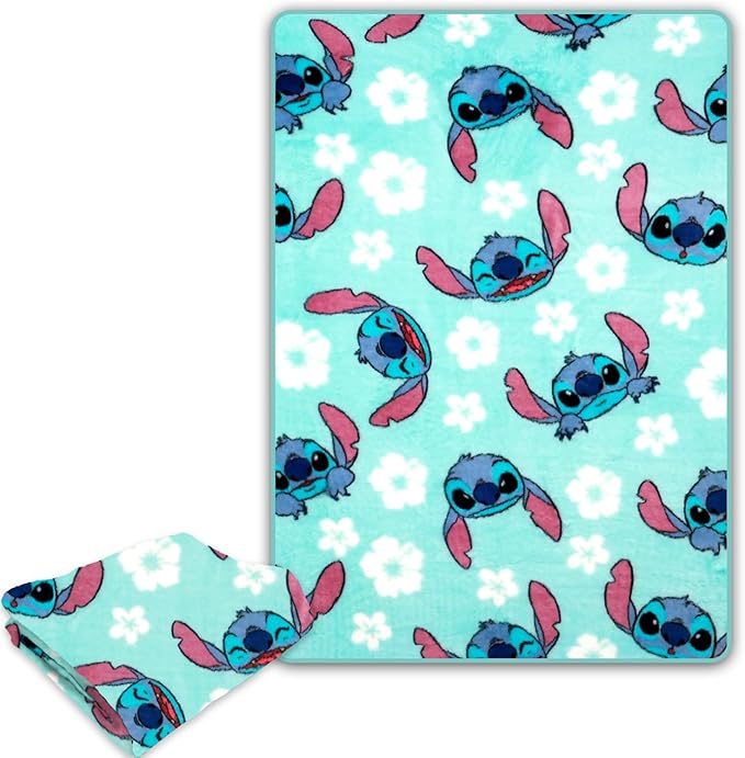 Stitch Blanket Set - Bundle with Soft Disney Throw, Stickers, and More | Disney Lilo and Stitch Throw Blanket Size 50x70" for Kids, Boys and Girls