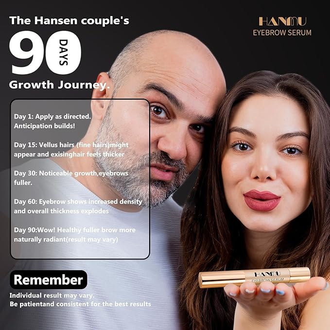 HANMU Eyebrow Growth Serum for Women & Men, Rapid Brow Enhancer, Natural Brow Growth for Thicker Fuller Longer Brows, Gentle Non-Irritating 4.5ml