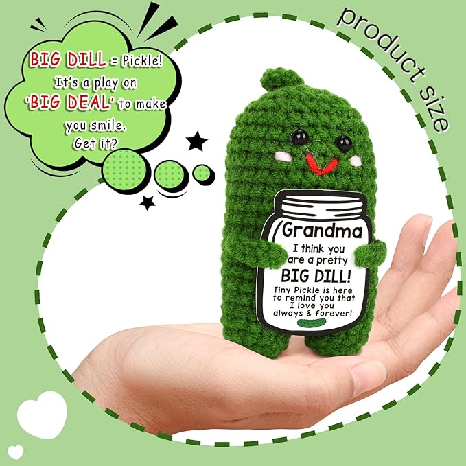 MAMAGIFTREE Funny Grandma Gifts Christmas Gifts 2025 for Grandma, Unique Stocking Stuffer Idea for New & First-Time Grandmas, Best Grandma Birthday Gifts from Grandkids, Gigi Nana Presents - Handmade Crochet Pickle