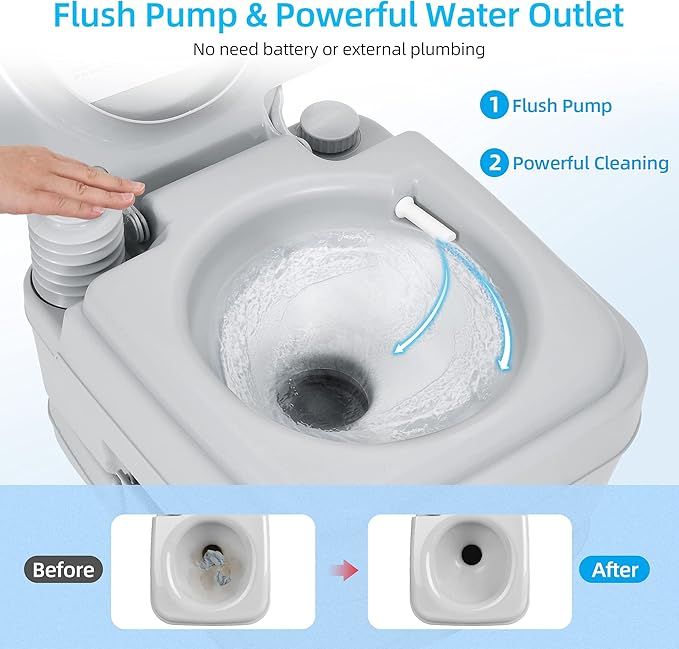 YITAHOME 2.6 Gallon Portable Toilet for Camping, RV Travel Porta Potty with Press Flush Pump, Anti-leak Seal Ring for Truck Travel, Boating, Hiking, Trips