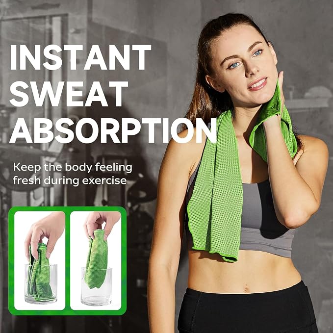 4 Pack Cooling Towels (40"x12"), Cooling Towels for Neck and Face, Gym Towel for Working Out, Soft Breathable Microfiber Ice Towel for Yoga Sport Running (Blue/Green/Pink/Black)