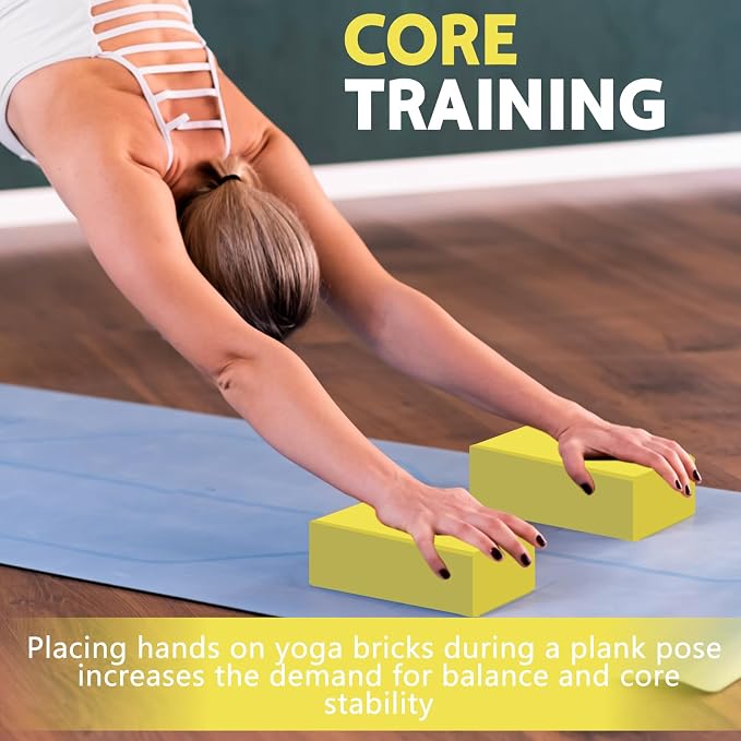 9"x6"x3" Yoga Blocks, Soft Non-Slip Surface Premium Foam Blocks, Supportive, Lightweight, Odor Resistant, Yoga Accessories for Pilates Meditation General Fitness Stretching Toning