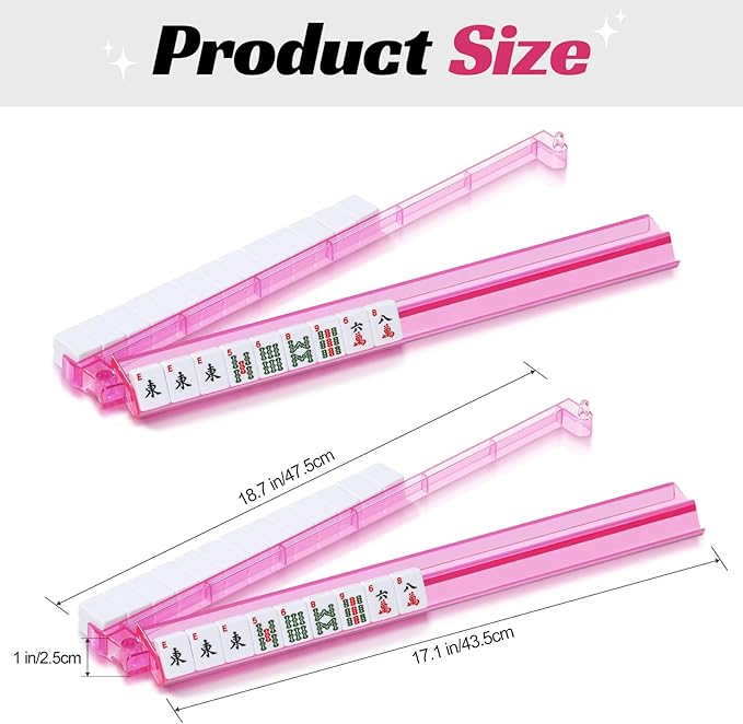 Mahjong Racks with Pushers, 4 Mah Jongg Clear Acrylic American All-in-One Tile Rack & Pusher Accessories Gifts (4 Colors)