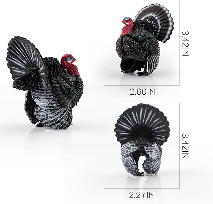 LC JoyCre 3 Inch Animals Turkey Toys Turkey Figurine Farm Animal Figurines for Toddlers Preschool Animals Figures Eduactional Model Toy for Kids Party Decoration