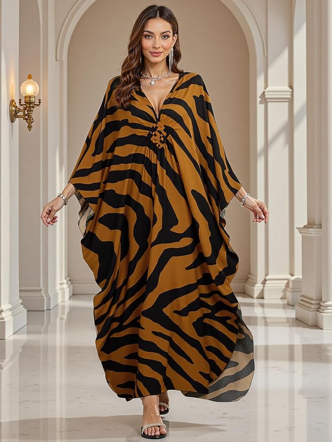 Mumu Dresses for Women Plus Size, Bohemian Kaftan Beach Cover Up Long Maxi Nightgown Soft Loungewear