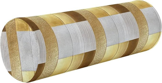 Outdoor Bolster Pillow Neck Roll Pillow Round Pillow for Back Cylinder Throw Pillows Cylinder Pillow Covers with Zipper Gold Stripe