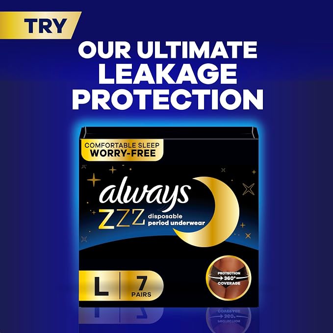 Always Ultra Thin Feminine Pads with Wings for Women, Size 4, Overnight Absorbency, Unscented, Up to 100% Leak-Free Comfort, 96 Count