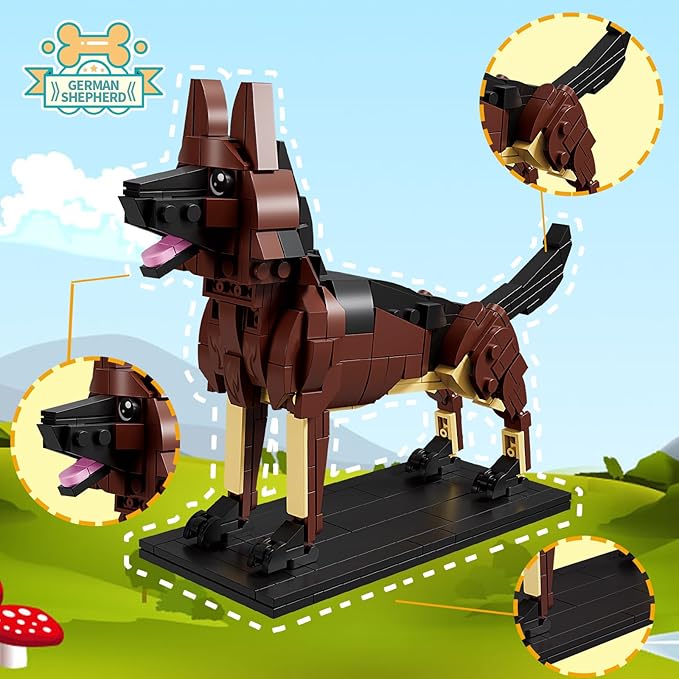 KAZI Adorable Dogs Building Toy Set,Dog Gifts for Animal-Lovers,Ideas German Shepherd Dog,Building Set for Girls Boys,Creative Buildable Toys for Kids 8+,Party Favors,Gifts for Halloween Christmas