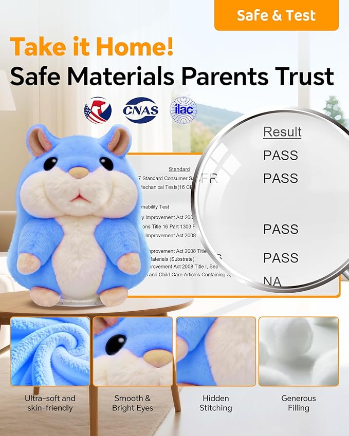 White Elephant Gifts for Adults Talking Hamster Toy Repeats What You Say,2025 New Kids Unusual Birthday Gifts Ideas,Small Top Xmas Boys Blue Stocking Stuffers Stuffed Animals Plush Toy