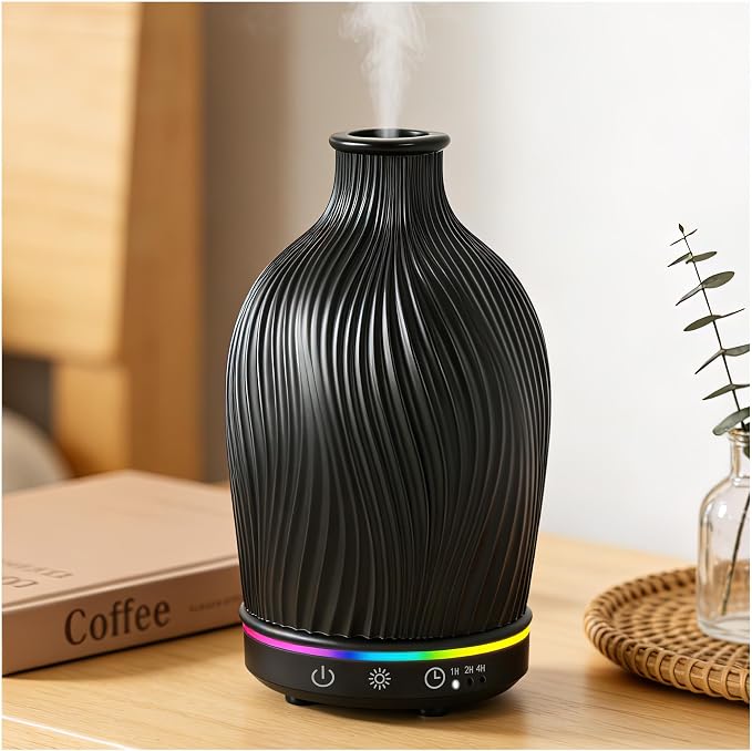 Essential Oil Diffuser 150ml,Resin Diffuser Ultrasonic Aromatherapy Humidifier with 1/2/4H Timer, 7 Color Lights, Auto Shut-Off, Whisper-Quiet for Home Bedroom Office