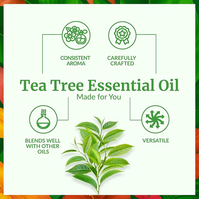 SVA Tea Tree Essential Oil 1 Fl Oz – for Diffuser, Skin & Hair Care – Ideal for Massage & DIY Blends – with Dropper