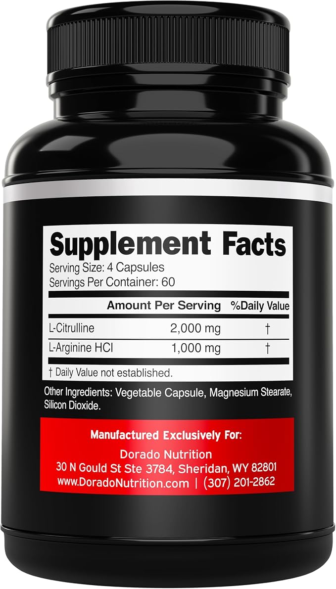 Nitric Oxide Supplement for Men (240 Count) L Arginine L Citrulline 3000mg - Stamina, Endurance, Performance for Workouts - NO Supplements for Men - Gluten Free, Non-GMO (240 Vegan Capsules)