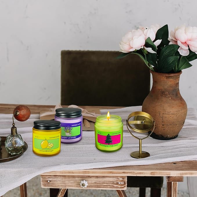 12 Pack Candles Colored Frosted Jar Aromatherapy Candle Gifts for Women, Natural Soy Wax Candle Set, Scented Candles Set for Birthday Valentine Mother's Christmas Day Present