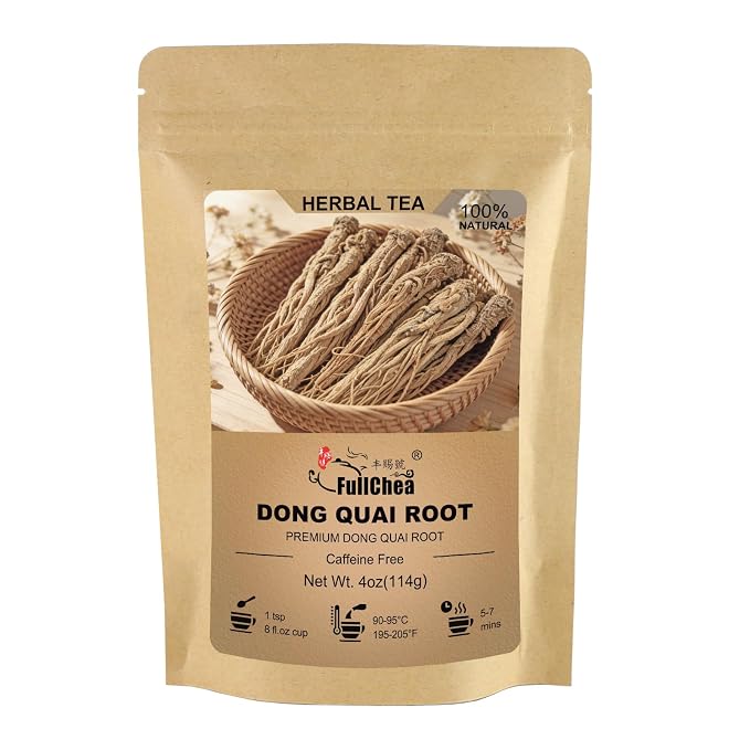 FullChea - Dried Dong Quai Root, 4oz/114g, Premium Sifted Angelica Sinensis | Premium natural dang gui root, caffeine-free, Non-GMO, gentle gut support, daily wellness tea, easy to brew hot or iced