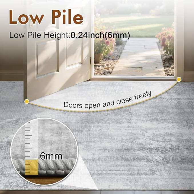 4x6 Ft Area Rugs for Living Room, Soft Non-Slip Washable Rugs Modern Abstract Pattern Carpet for Bedroom Indoor Floor Nursery Home Decor (Grey)