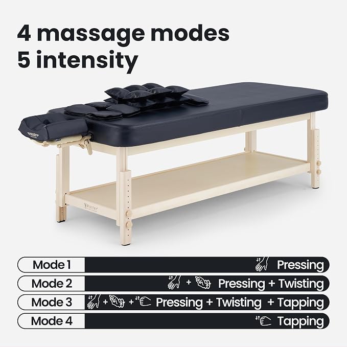 AirMaster-I 30" Professional Stationary Massage Bed | AirWave Compression & Full-Body Stretching | 3D Lumbar Traction Support | Spa & Home Wellness Table - Black/Natural