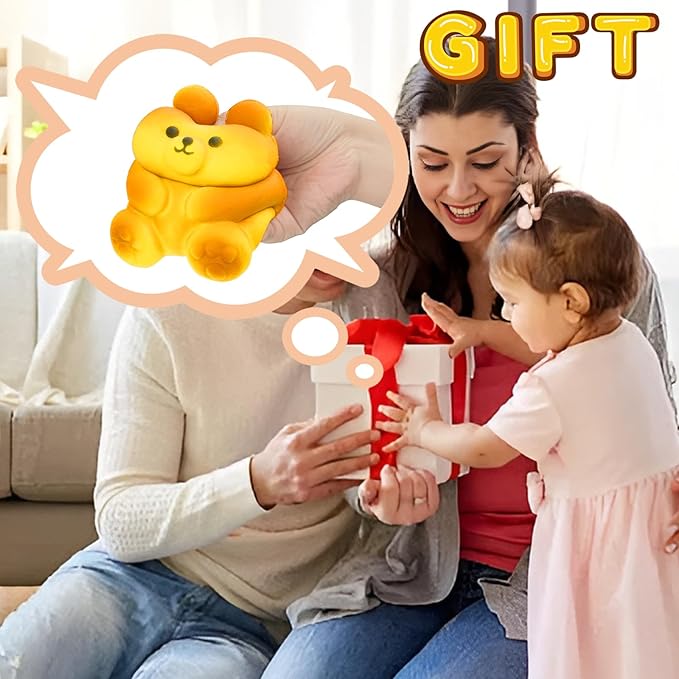 Cute Bear Squishies Toy Super Soft Slow Rising Animal Bears Bread Birthday Gift for Kids,Kawaii Stress Relief Squeeze Toy (Cute Bear Bread)