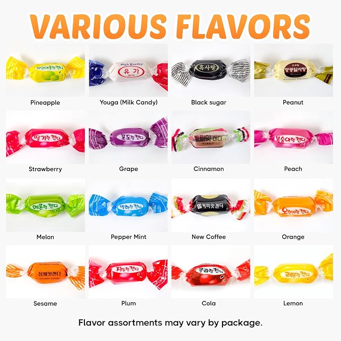 COELO Korean Assorted Hard Candy 280g (9.88oz) | Various 14 Flavors Include Fruits Mint Coffee Cola Milky | Party Camping Office Sweet Snack Hard Candy Individually Wrapped K-Food Variety Pack 종합캔디