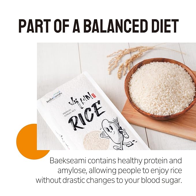 Premium Baekseami White Rice [ Korean Staple ] Fragrant and Firm Asian Rice, Fresh Vacuum Packed from Korea [ Jeollanamdo Foods ] 1kg
