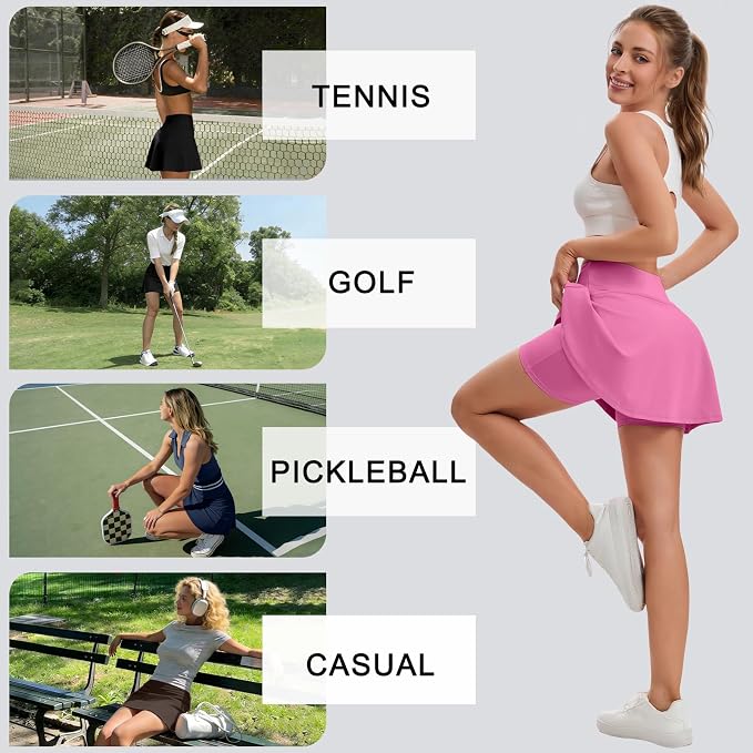 Skorts for Woman Tennis Skirt with Pockets Shorts Golf Skort | High Waisted，A Line, Soft, Stretchy，Breathable, Lightweight, Pickleball, Athletic, Workout, Casual Skirts
