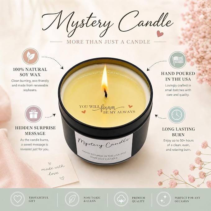 Love Candle, Hidden Secret Message Candle, Amazing Gift, Couples, Anniversary Engagement Surprise, White Sage Essential Oils