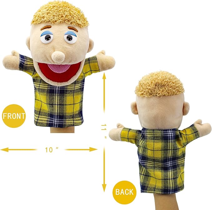 Family Hand Puppets,Puppets for Kids Role Paly Family Members 13.4 INCH Multi-Ethnic Puppets Plush Soft Hand Puppets Family Puppets Story Toys, Puppets for Girls Boys Finger Puppets Puppet Set Gifts
