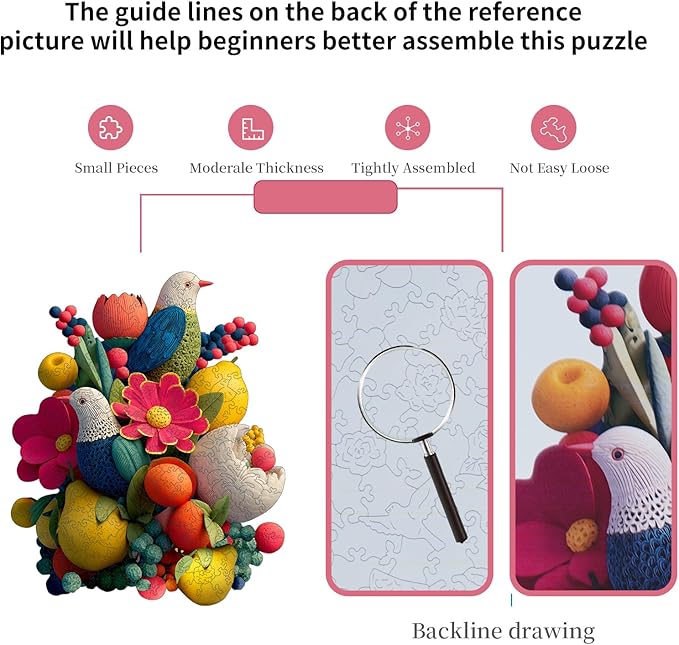 MEATRN Wooden Puzzles for Adults - Flowers & Birds Wooden Jigsaw Puzzles, 497 Pcs Laser-Cut Wood Puzzle Adults, Relaxing Mindful Puzzle Game, Unique Gift for Family and Friends, 14.6x17.7in